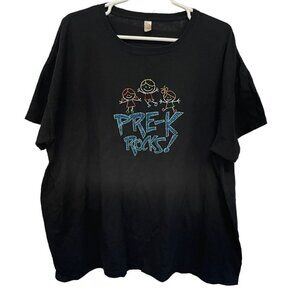 anvil Top TShirt Teach Pre K Rocks Sequins Rhinestones Black Size 3X‎